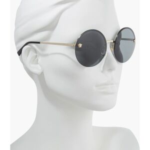 Versace Black and Gold Round Sunglasses